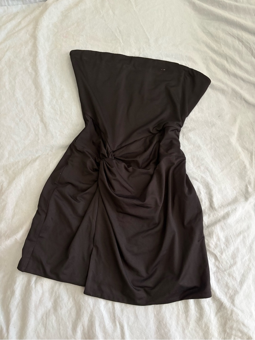 Strapless Black Knot-Front Mini Dress